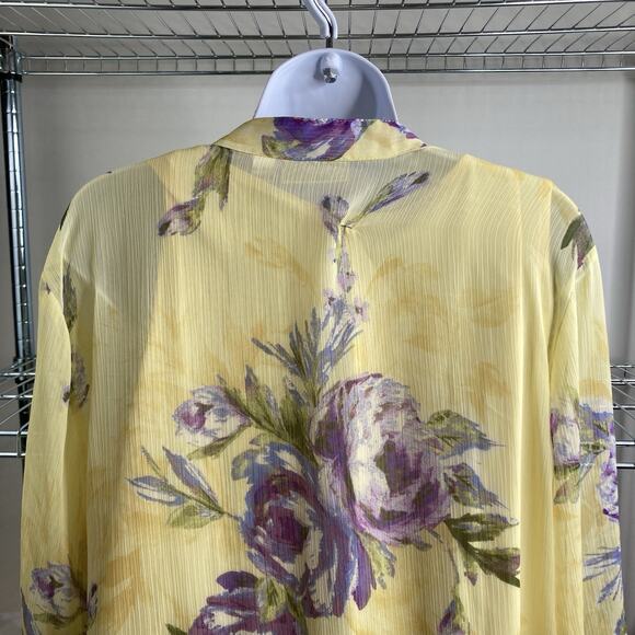 Susan Graver Yellow Floral Blouse - Picture 10 of 11